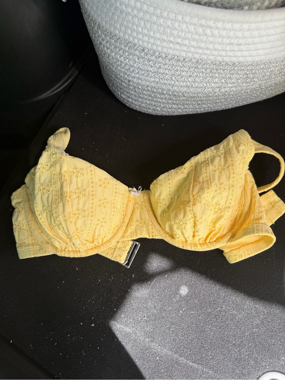 Yellow Eyelet Underwire Bra - swimming suit